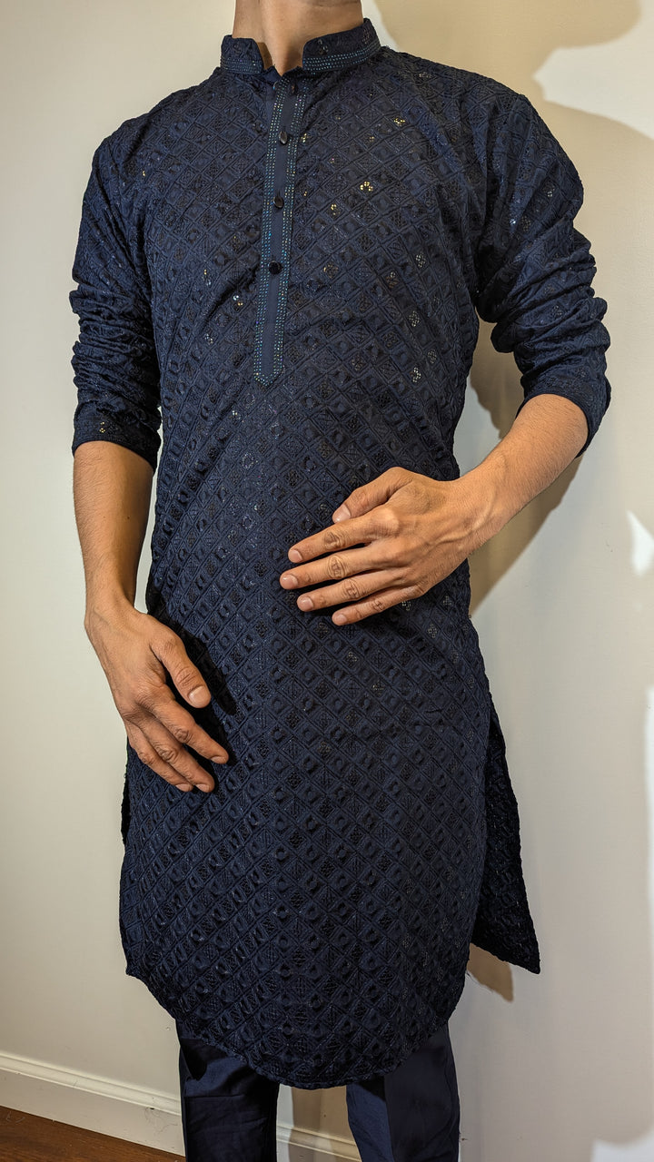 Navy Blue Chikankari Kurta