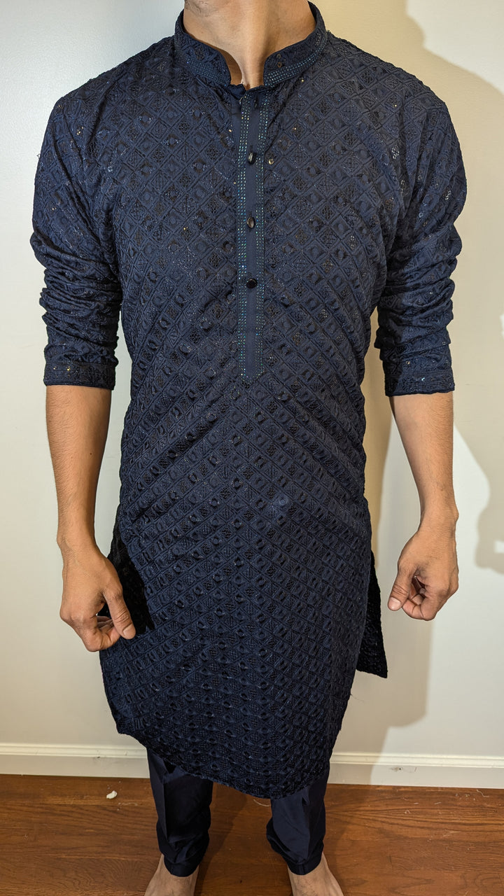 Navy Blue Chikankari Kurta