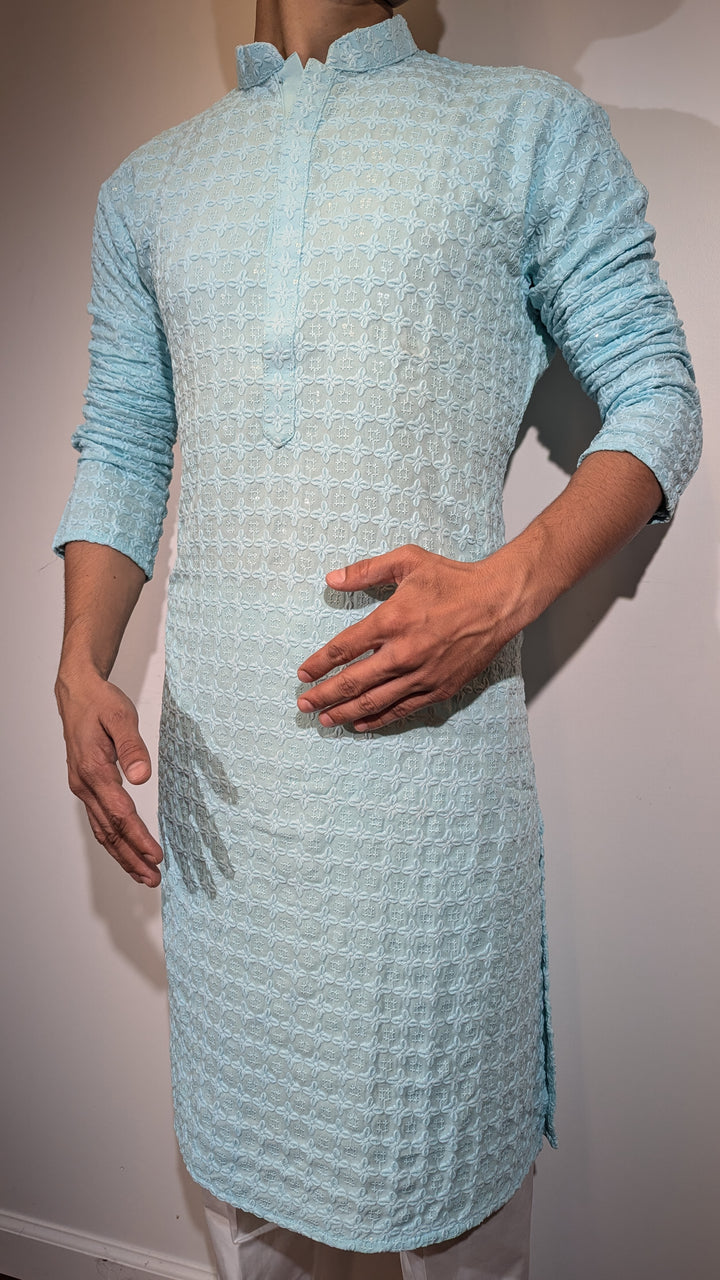 Light Blue Chikan Kurta