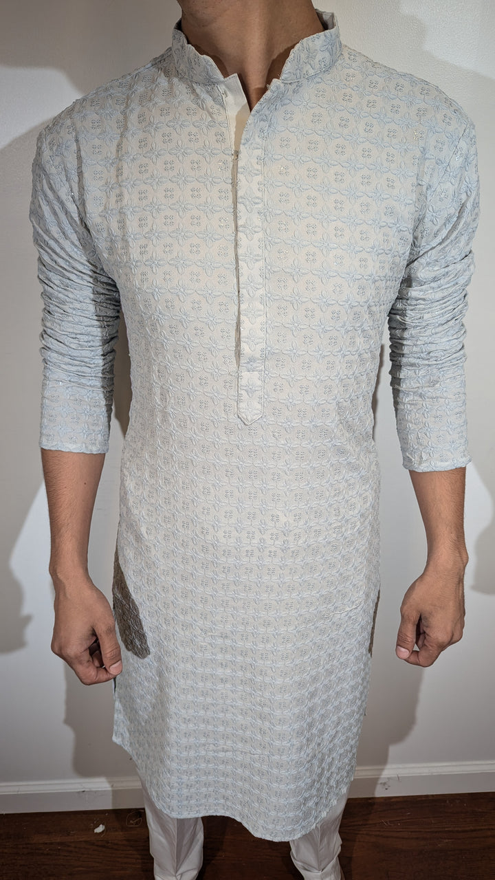 Light Grey Chikan Kurta