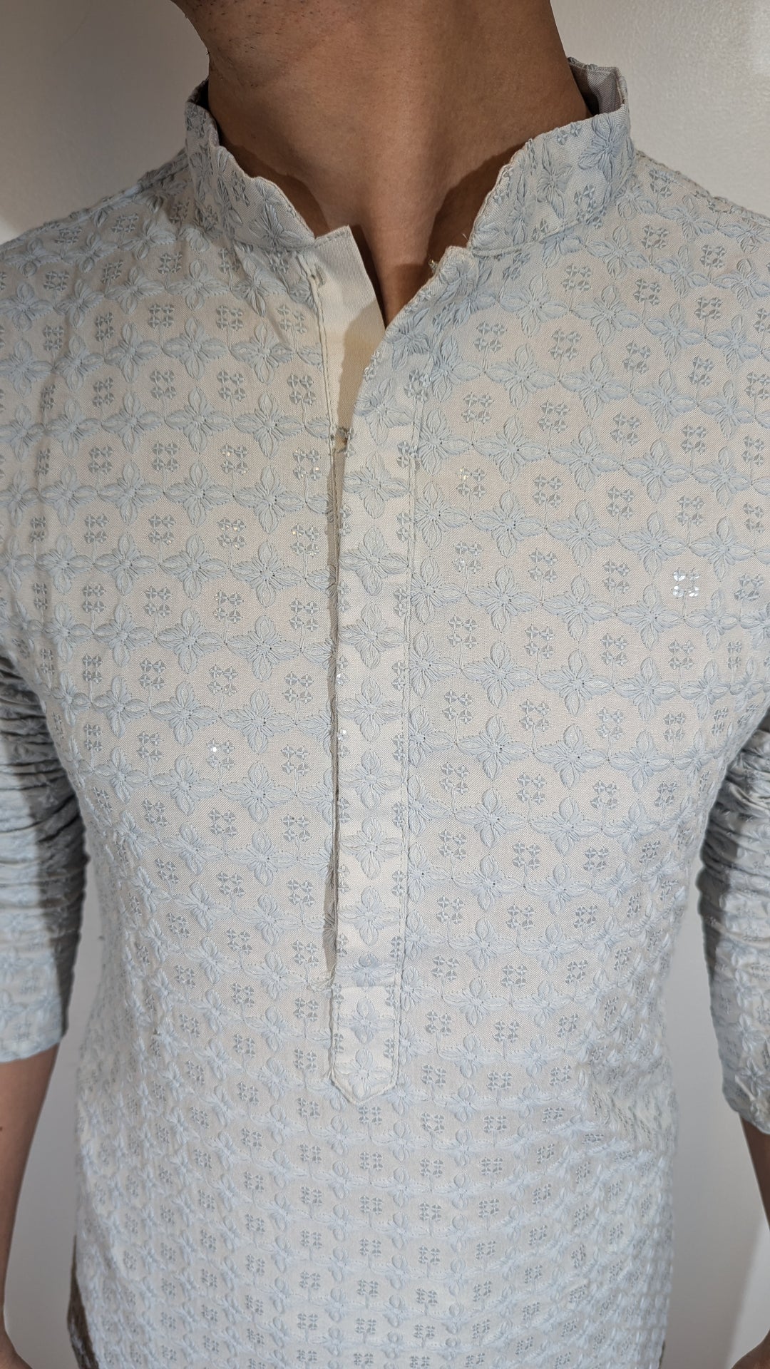 Light Grey Chikan Kurta