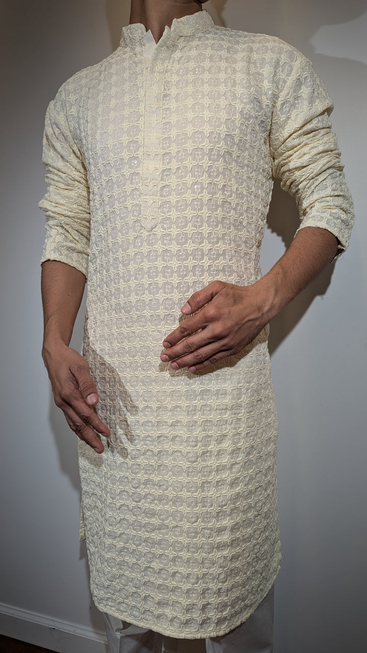 Cream Chikankari Kurta