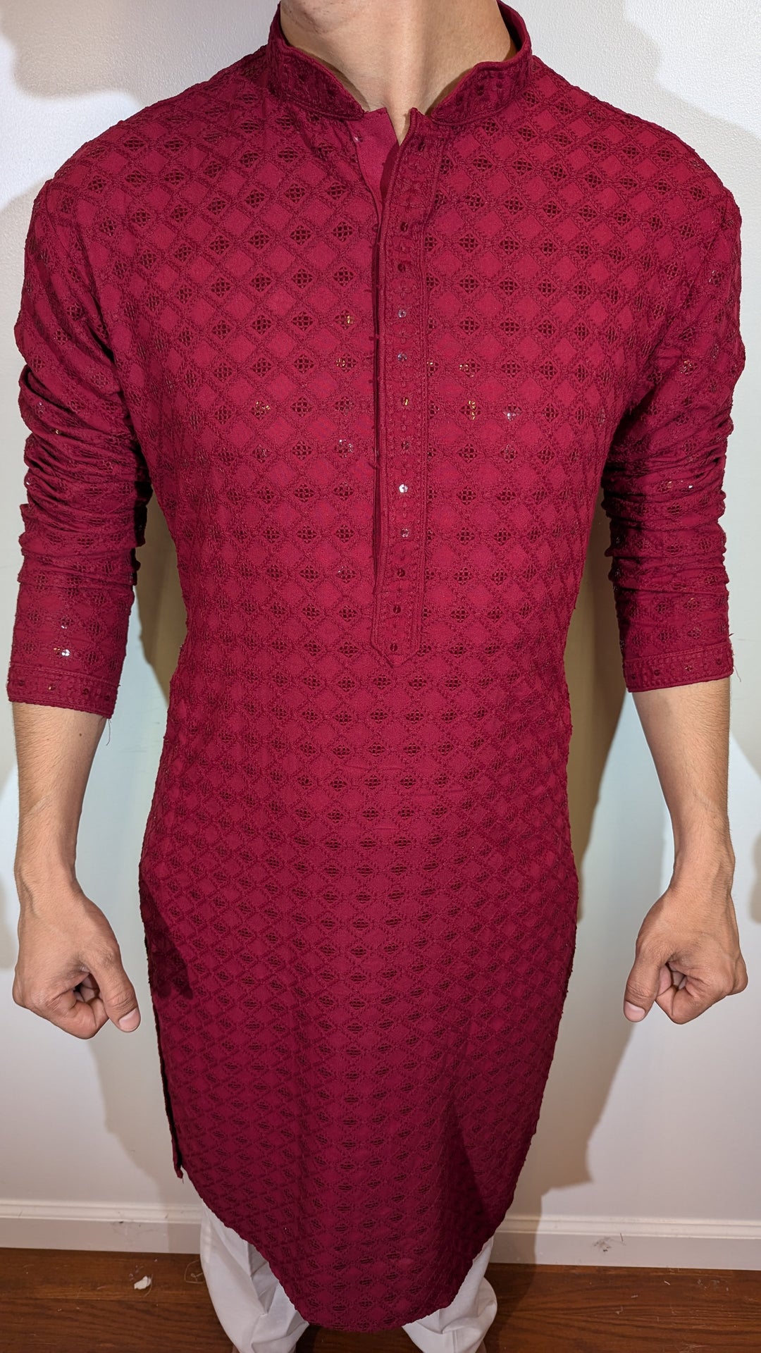 Red Chikankari Kurta