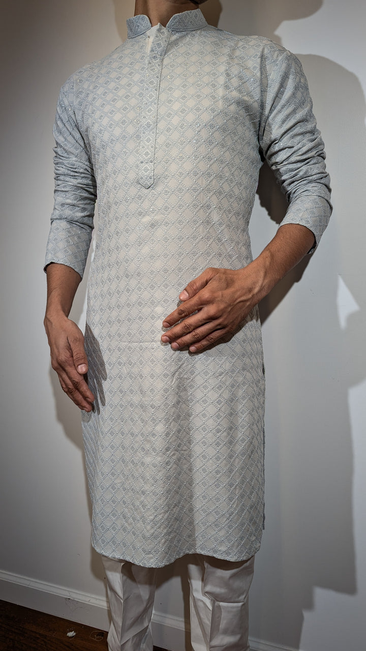 Light Grey Chikan Kurta