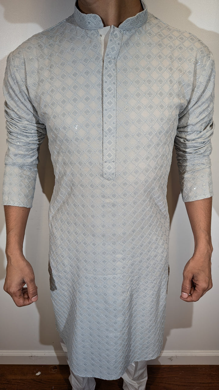 Light Grey Chikan Kurta