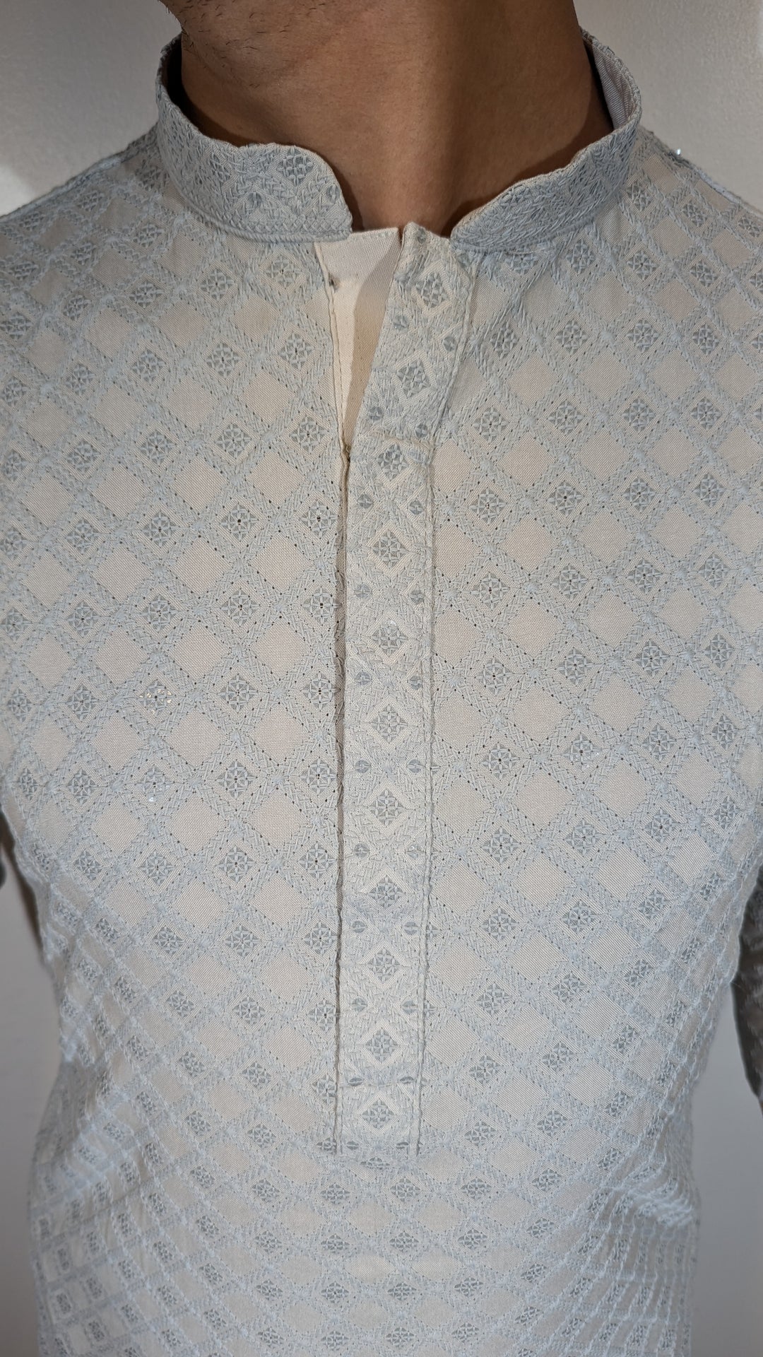 Light Grey Chikan Kurta