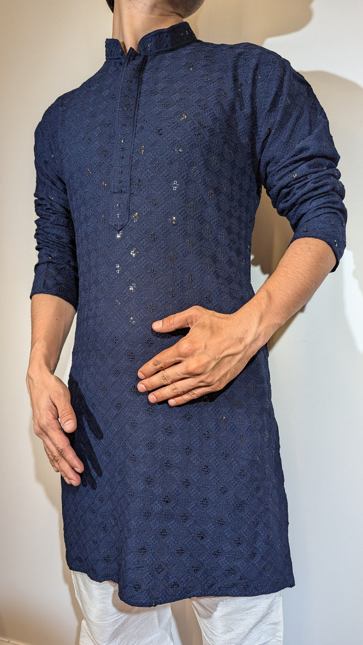 Navy Blue Chikan Kurta