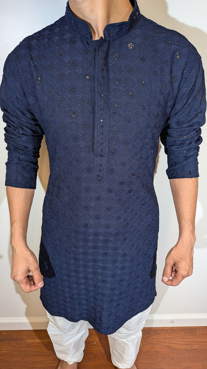 Navy Blue Chikan Kurta