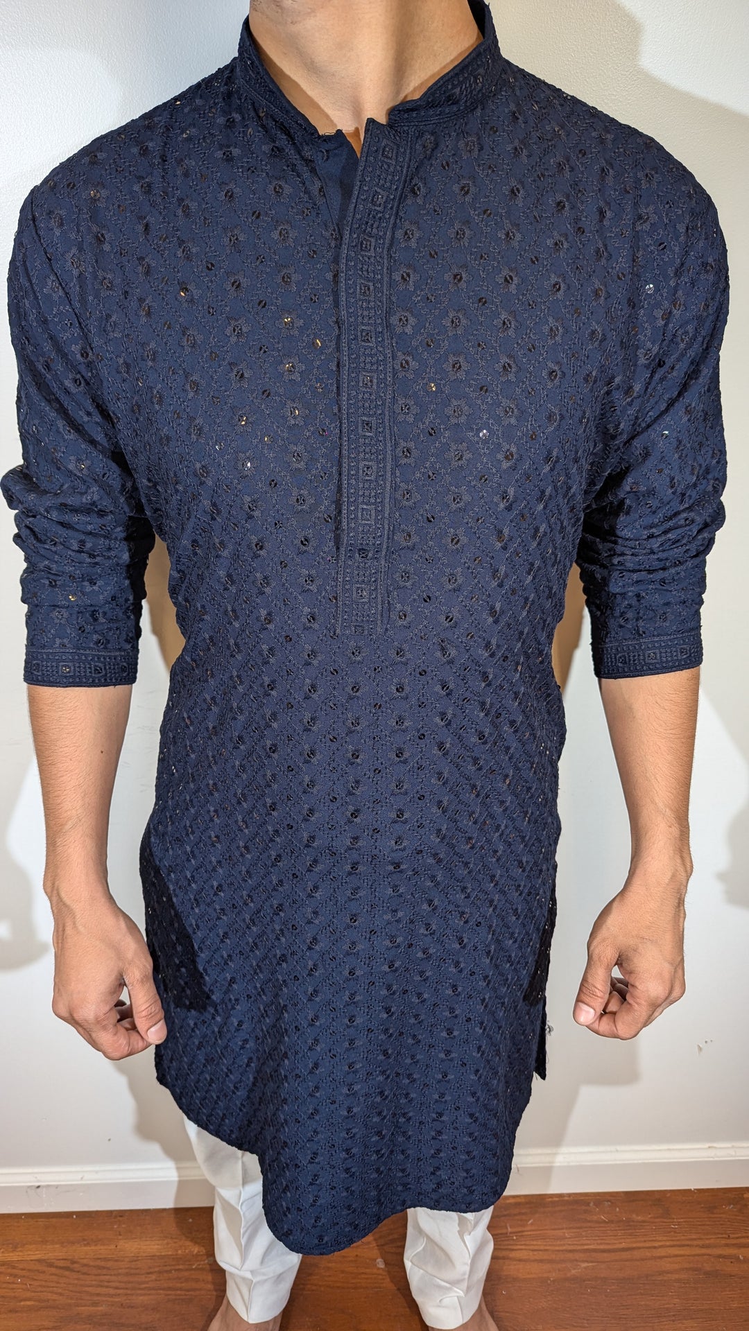 Navy Blue Chikan Kurta