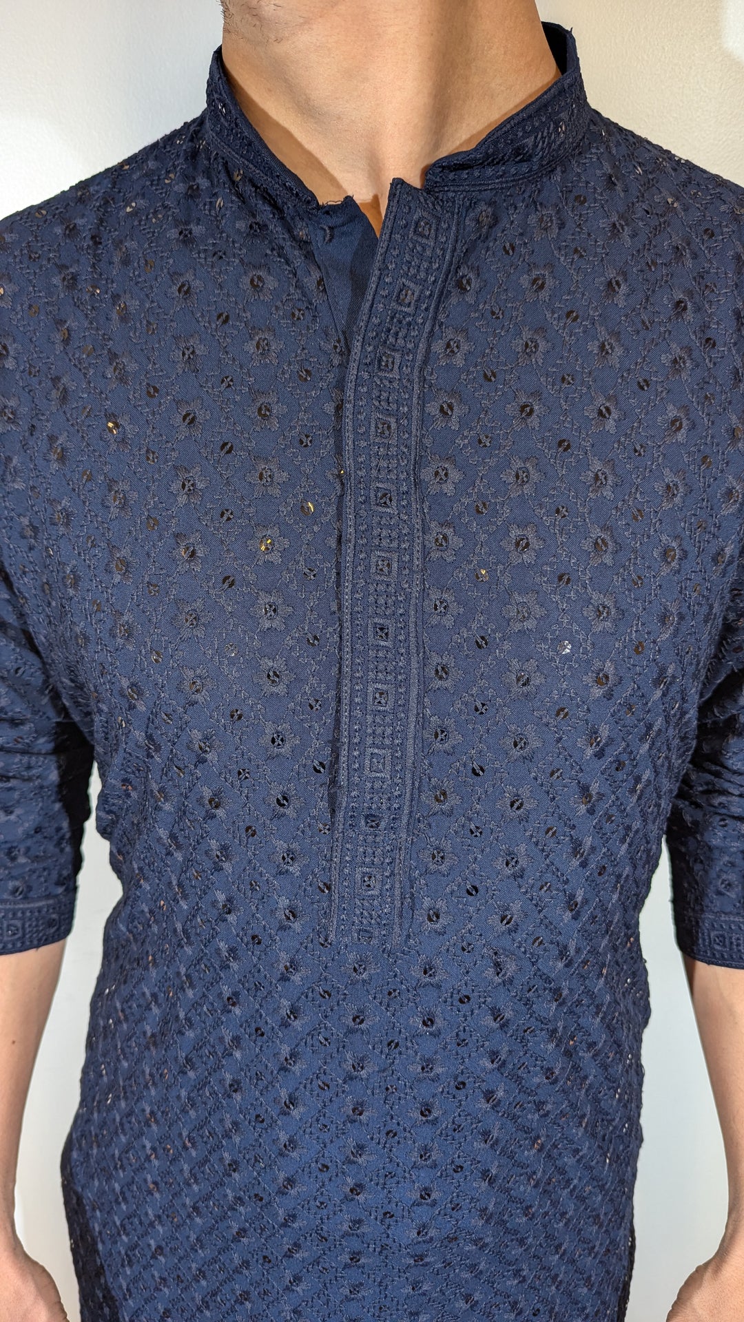 Navy Blue Chikan Kurta