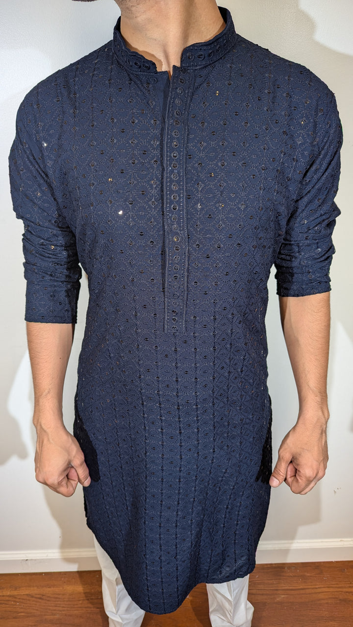 Navy Blue Chikankari Kurta