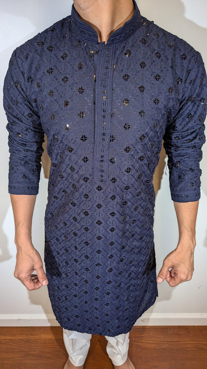 Navy Blue Chikan Kurta