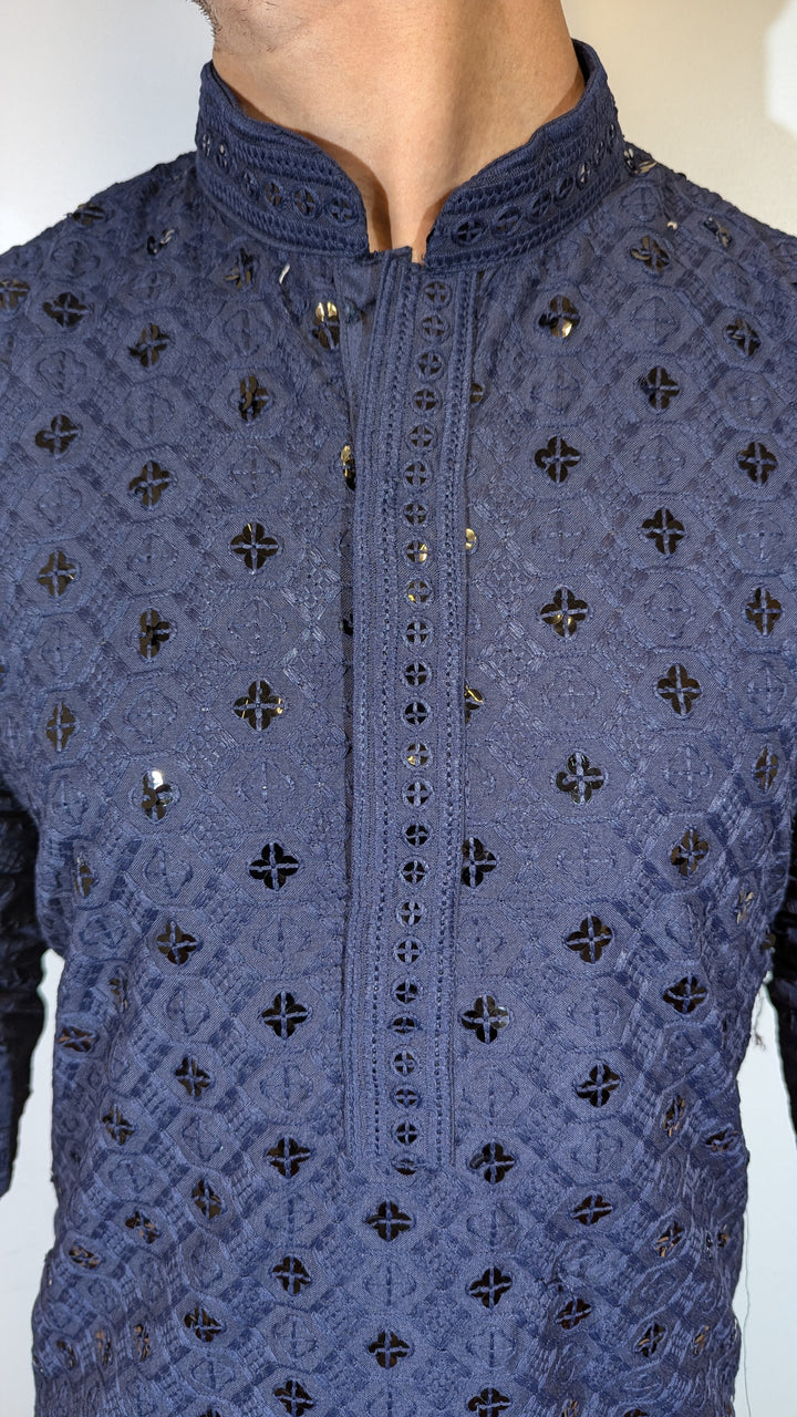 Navy Blue Chikan Kurta