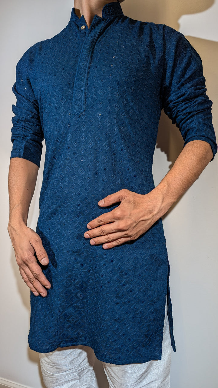 Dark Blue Chikan Kurta