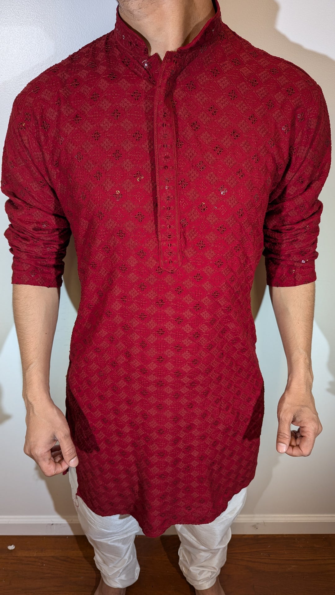 Red Chikankari Kurta