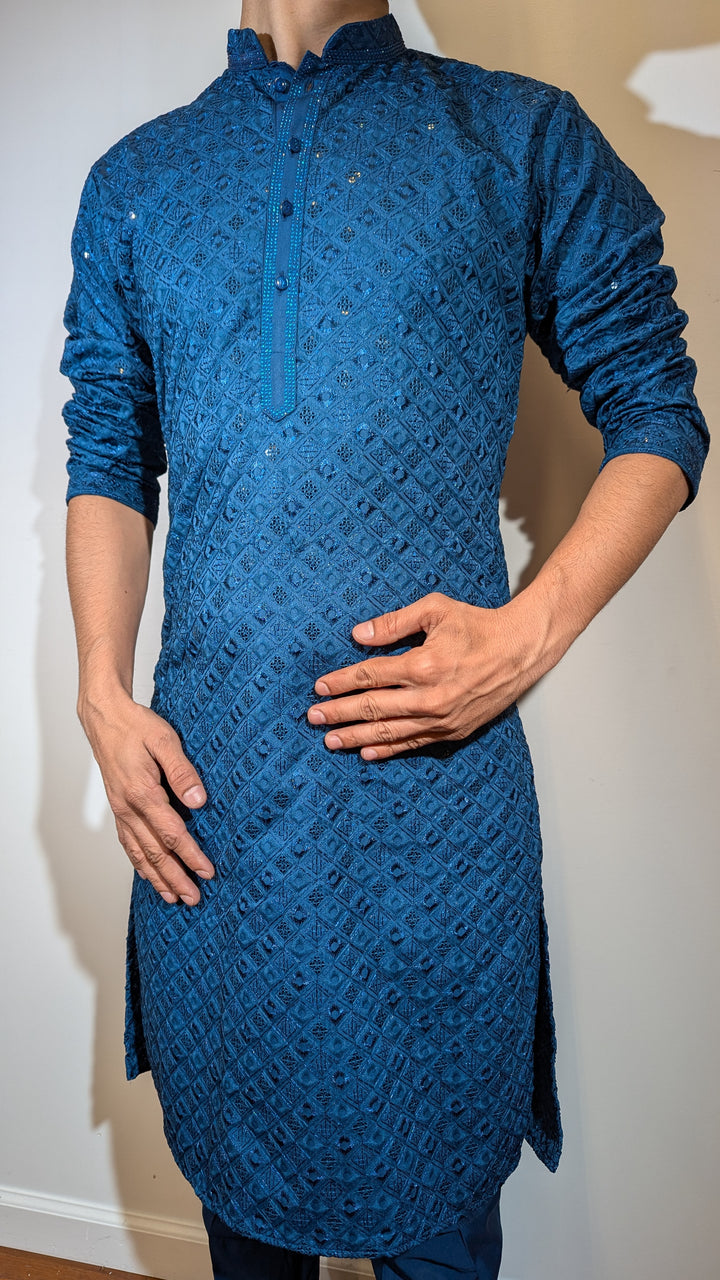 Dark Blue Chikan Kurta