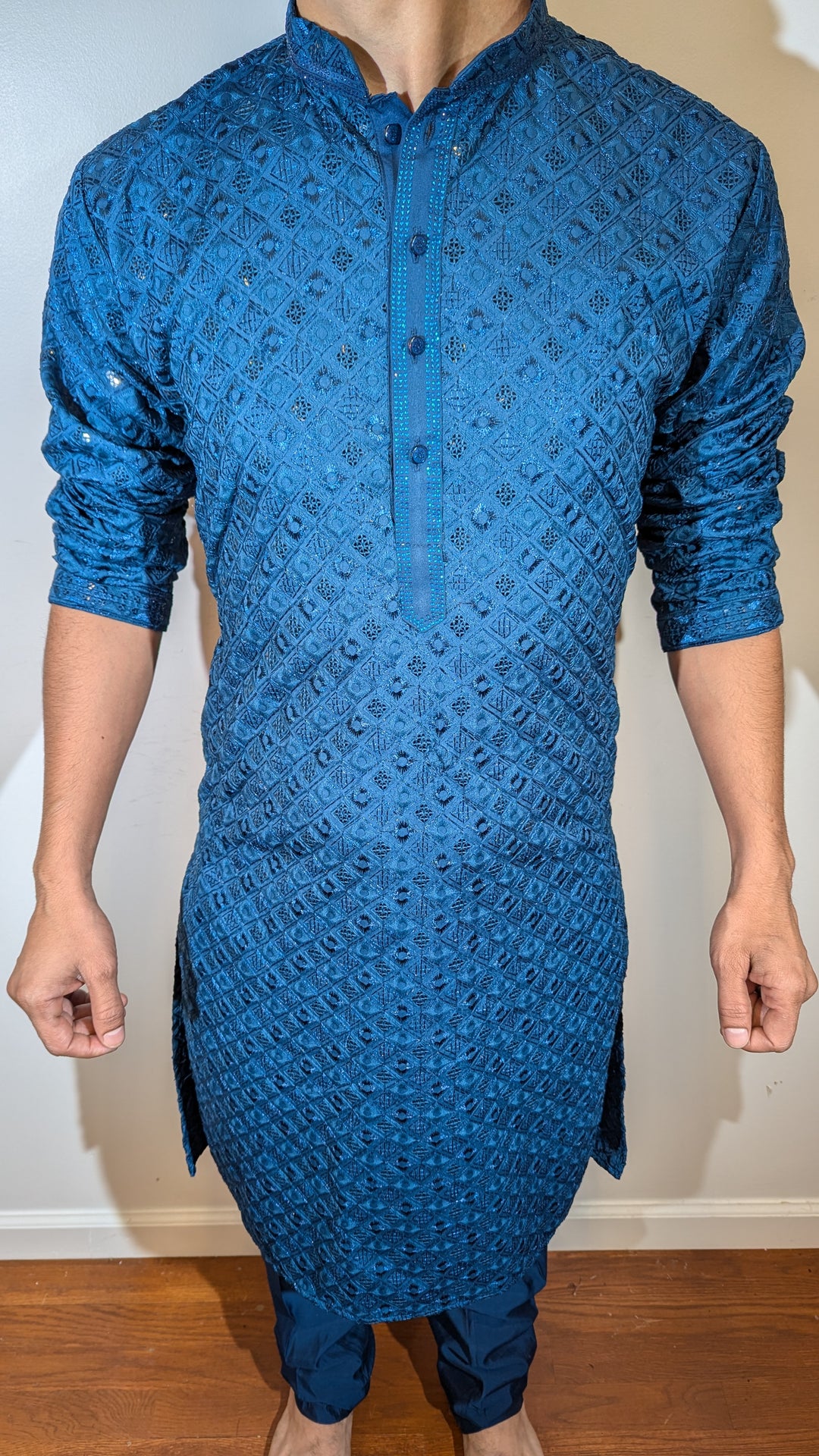 Dark Blue Chikan Kurta