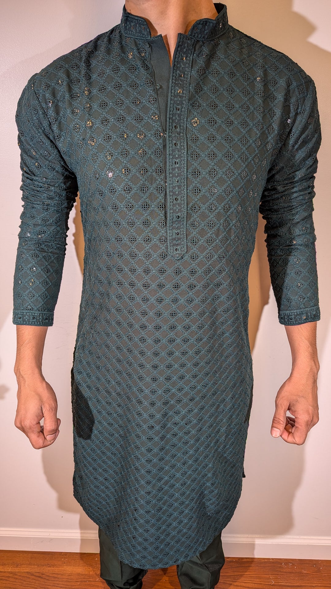 Dark Green Chikan Kurta