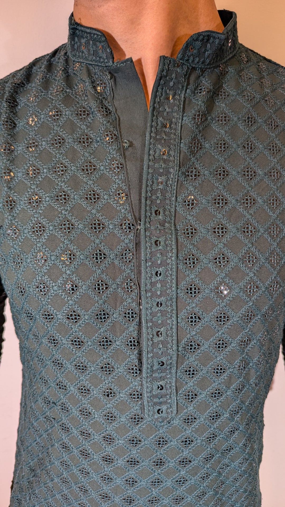 Dark Green Chikan Kurta