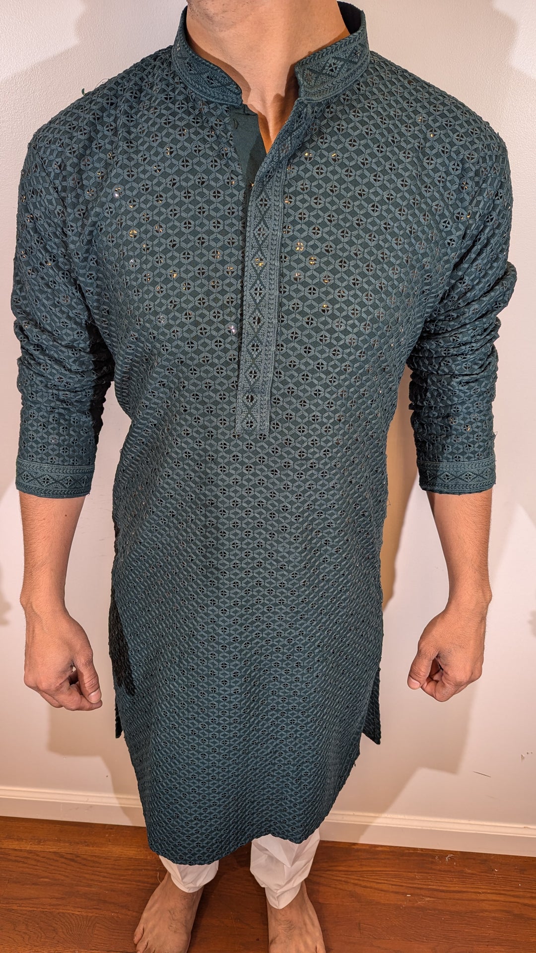 Dark Green Chikan Kurta