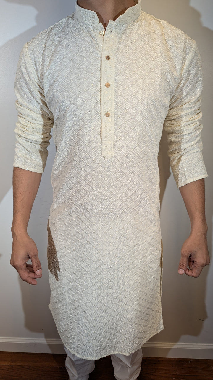 Cream Chikan Kurta