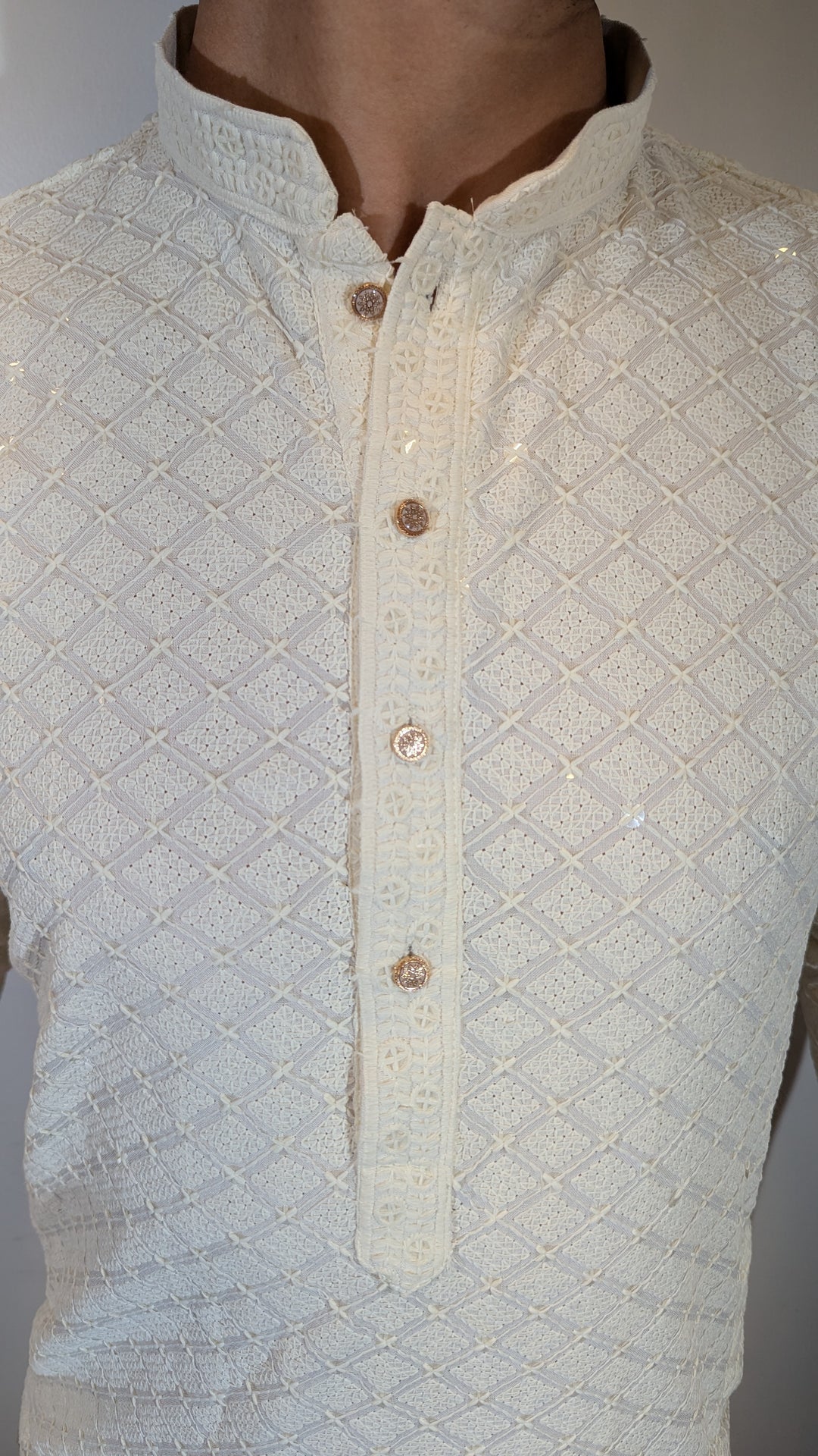 Cream Chikan Kurta