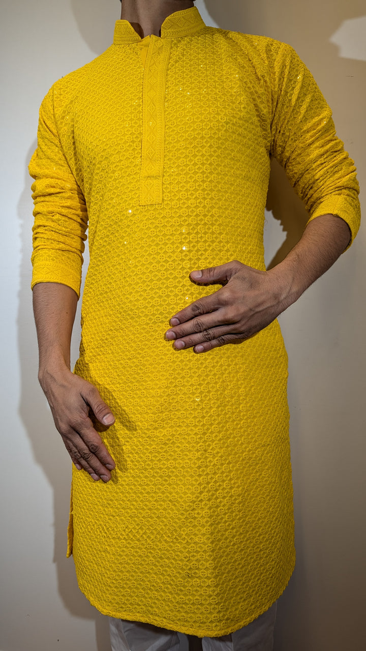 Yellow Chikan Kurta