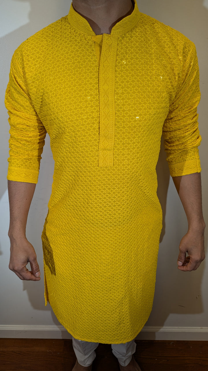 Yellow Chikan Kurta