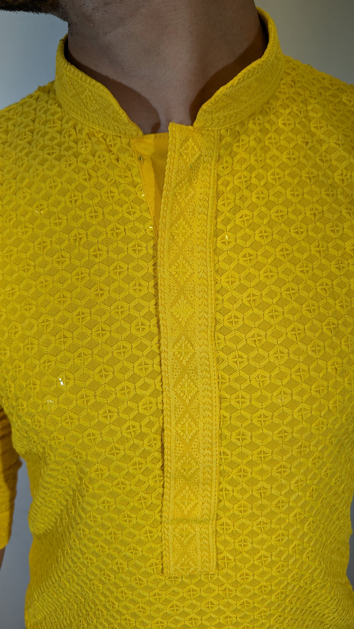 Yellow Chikan Kurta