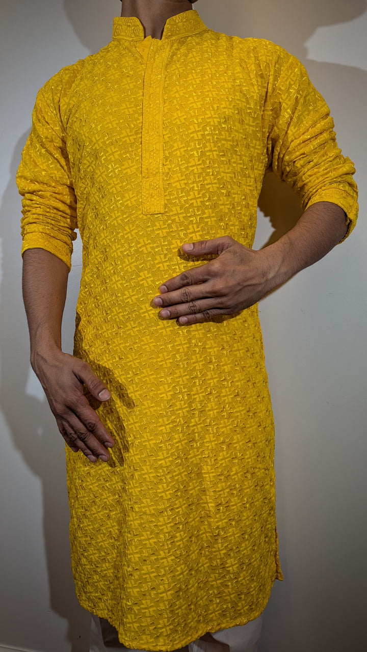 Yellow Chikan Kurta