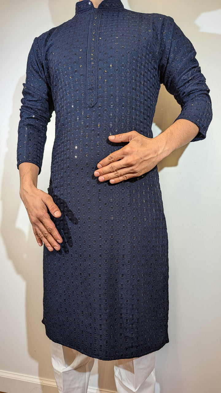 Navy Blue Chikan Kurta