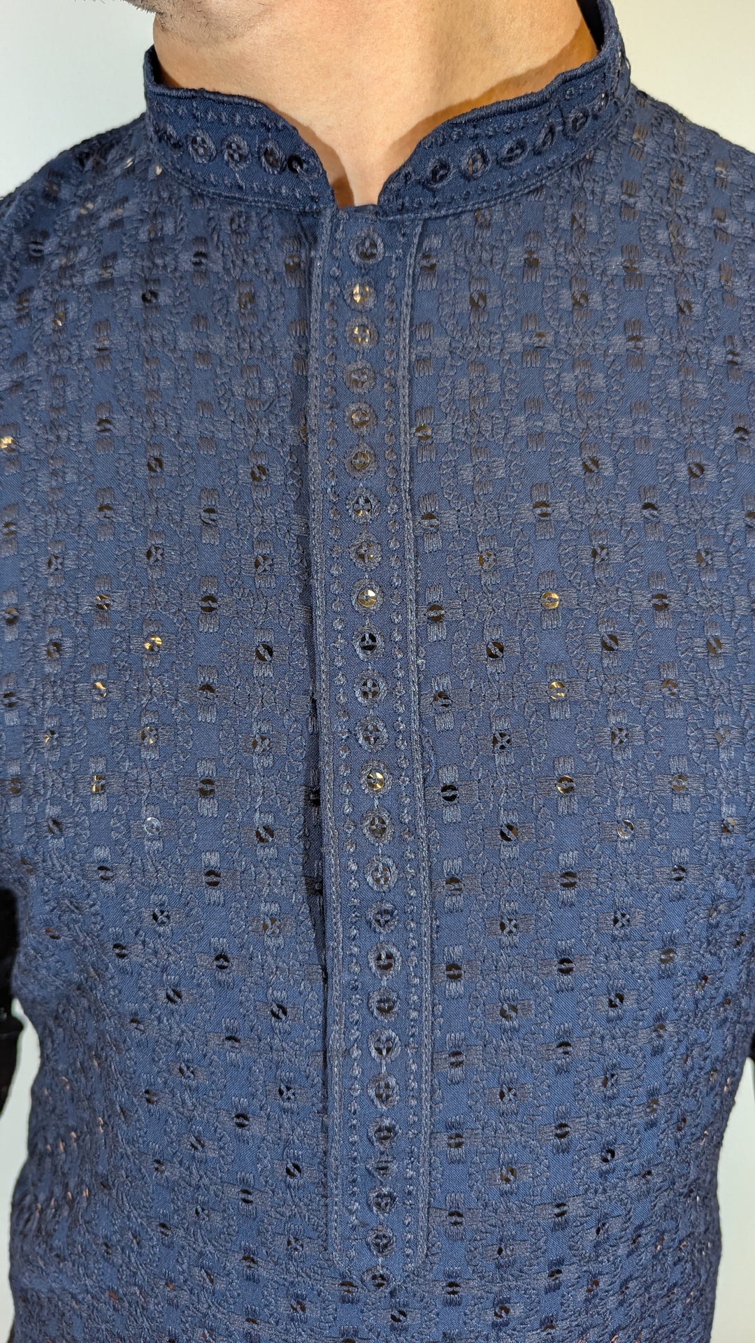 Navy Blue Chikan Kurta