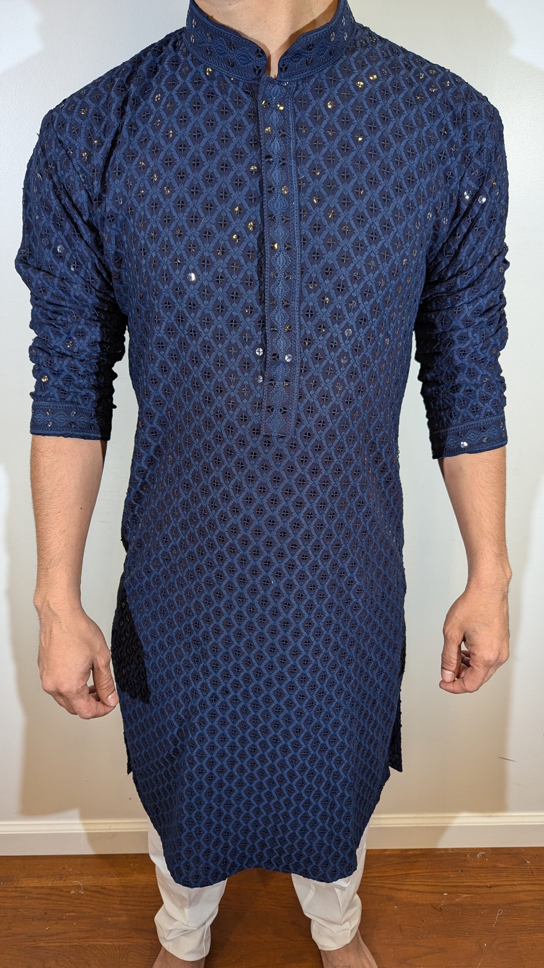 Navy Blue Chikan Kurta