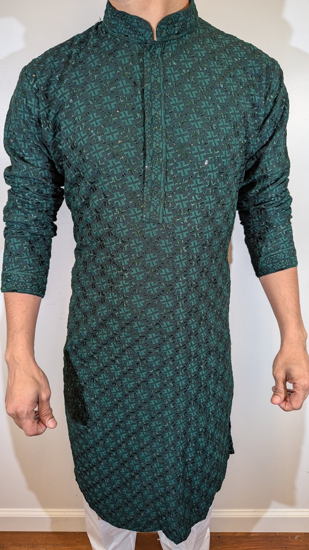 Dark Green Chikan Kurta