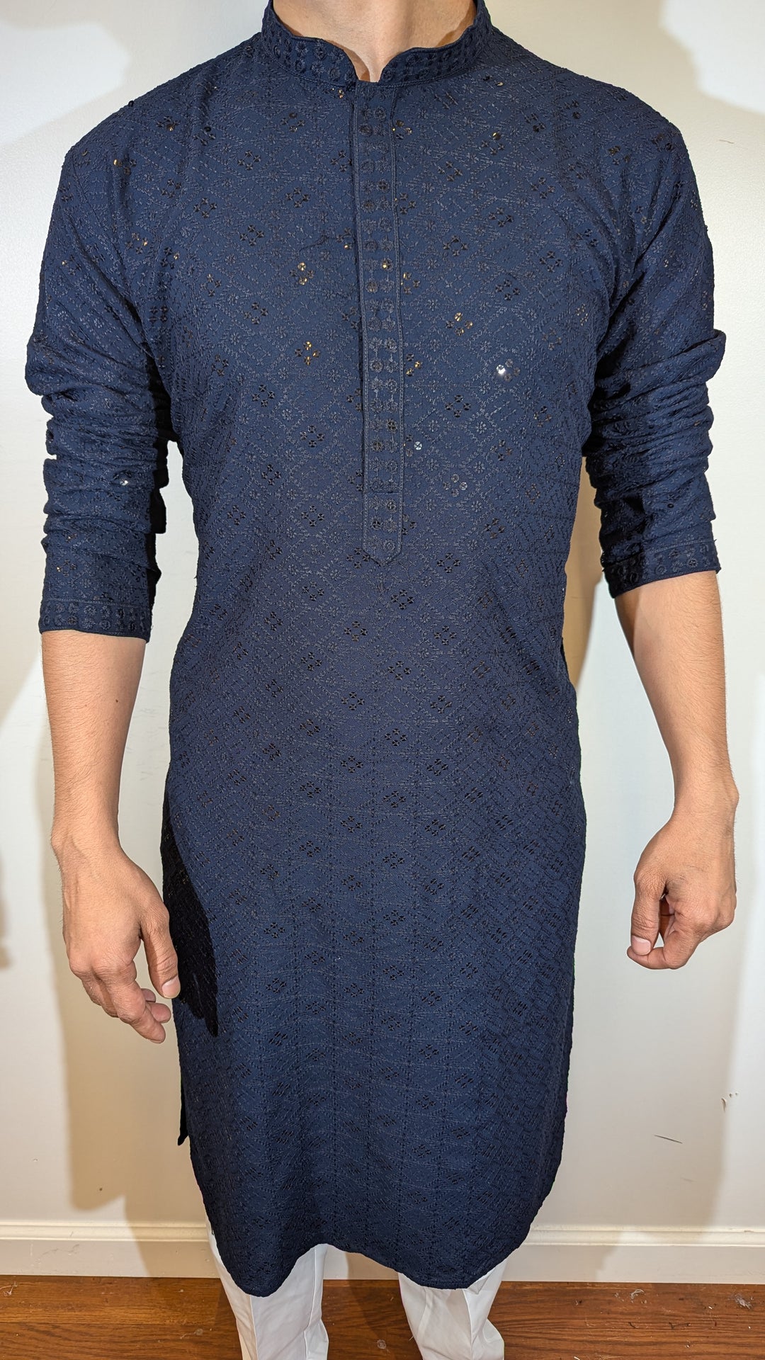 Navy Blue Chikan Kurta