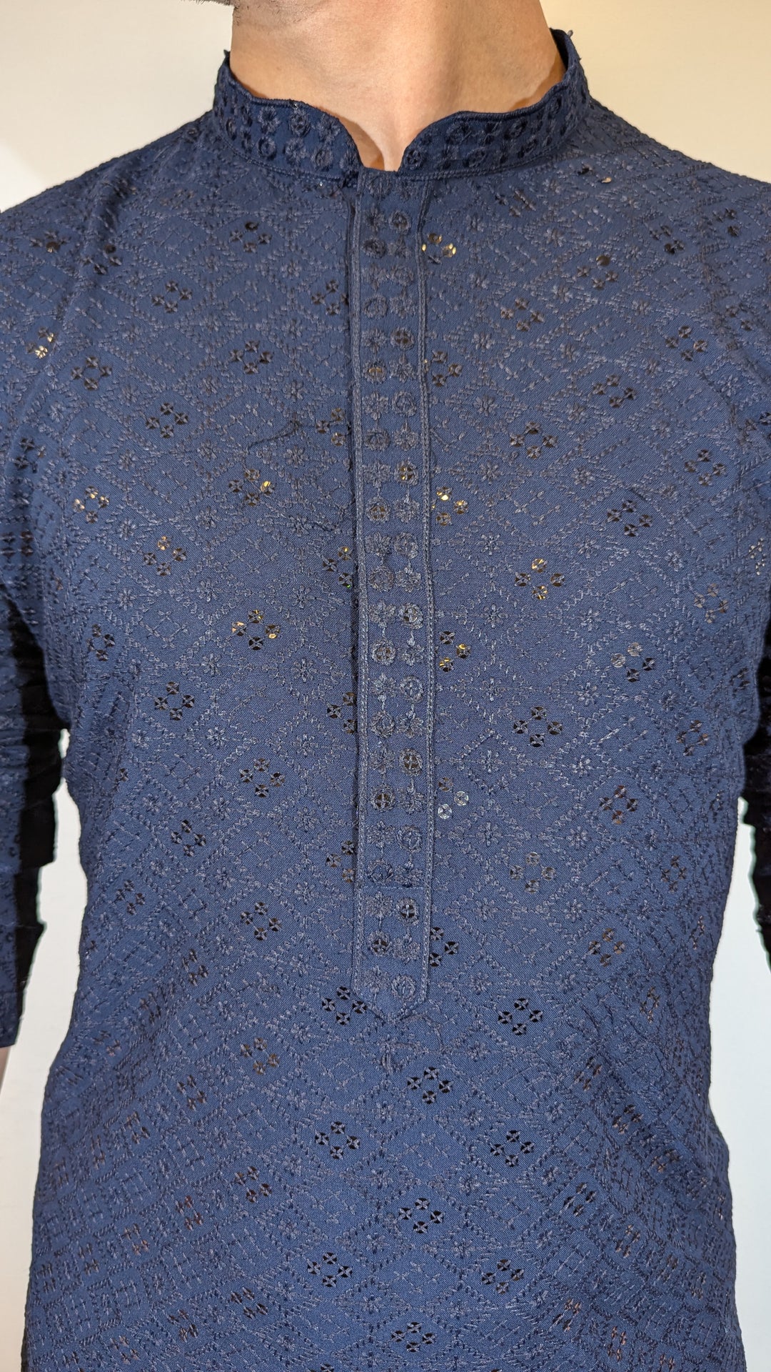 Navy Blue Chikan Kurta