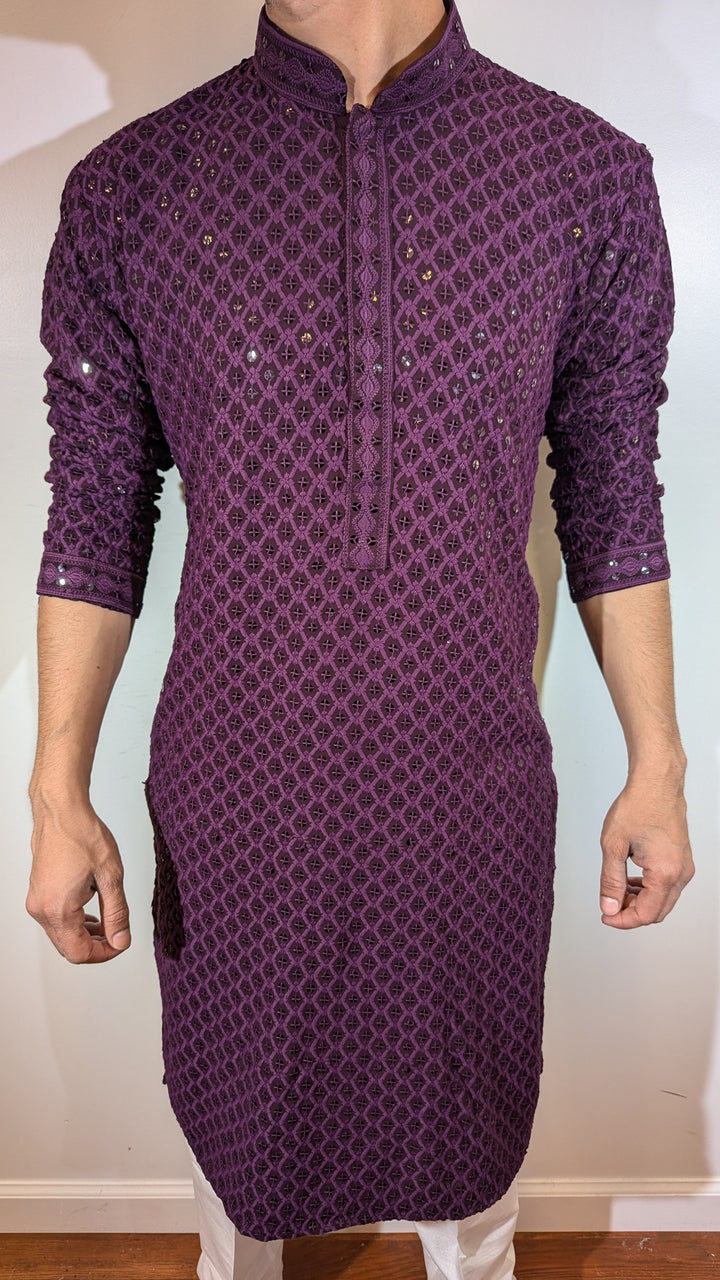 Dark Purple Chikan Kurta