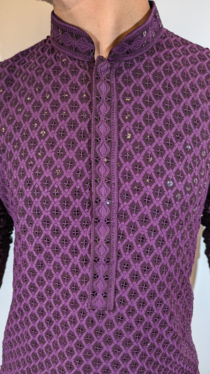 Dark Purple Chikan Kurta