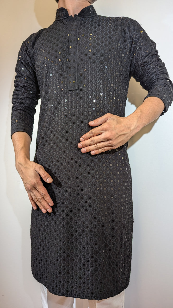 Black Chikankari Kurta