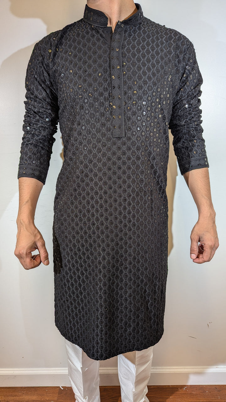 Black Chikankari Kurta