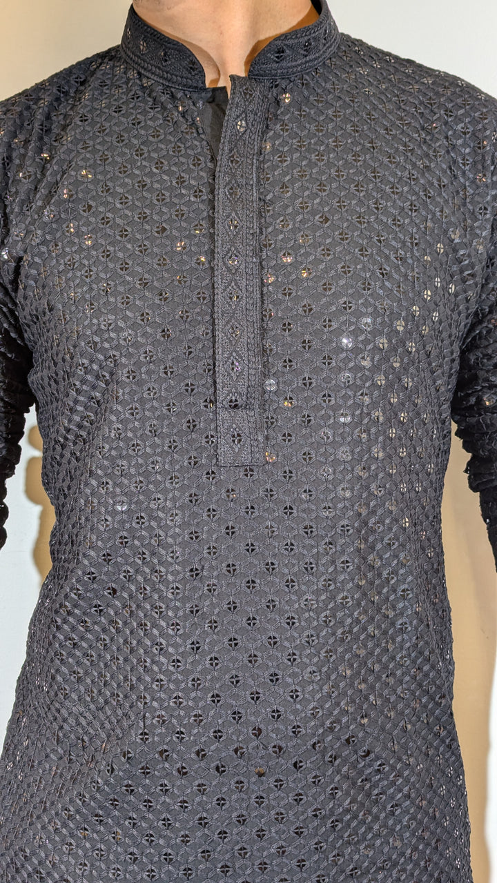 Black Chikankari Kurta