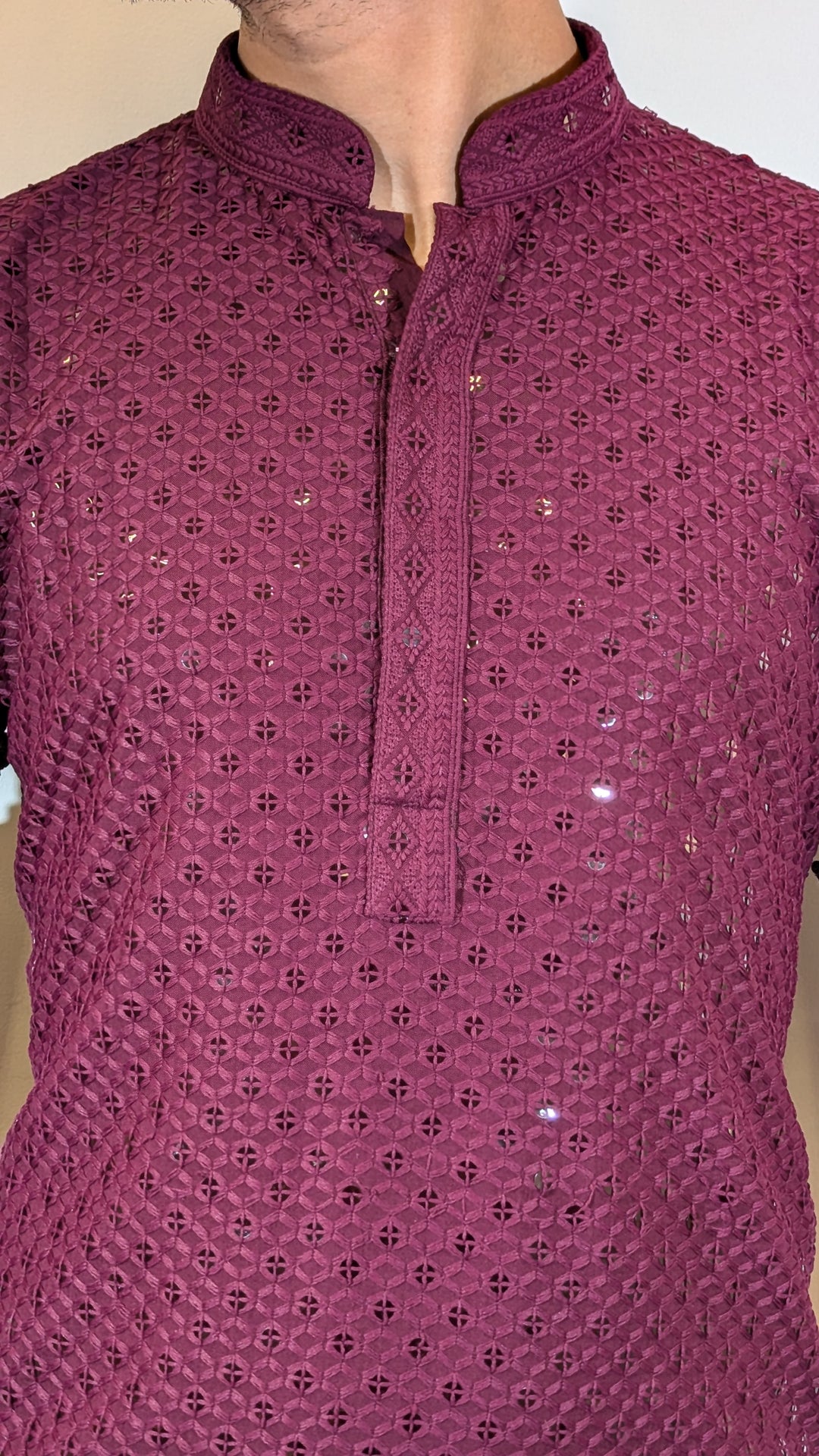 Wine Chikan Kurta