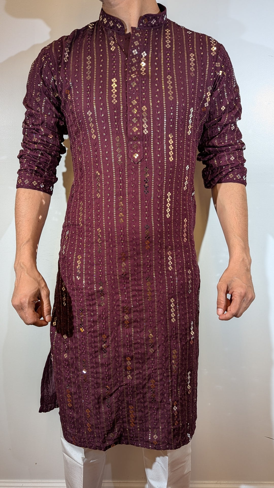 Wine Shiny Designer Kurta