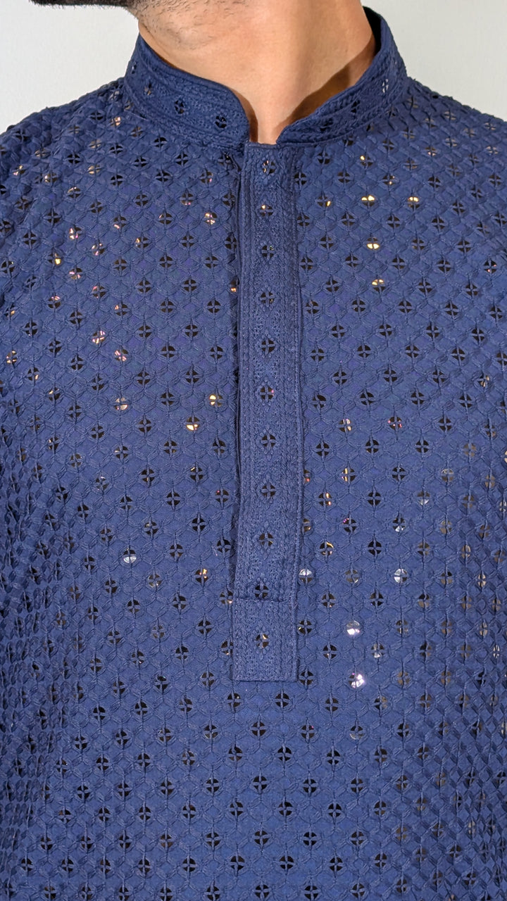 Dark Blue Chikan Kurta