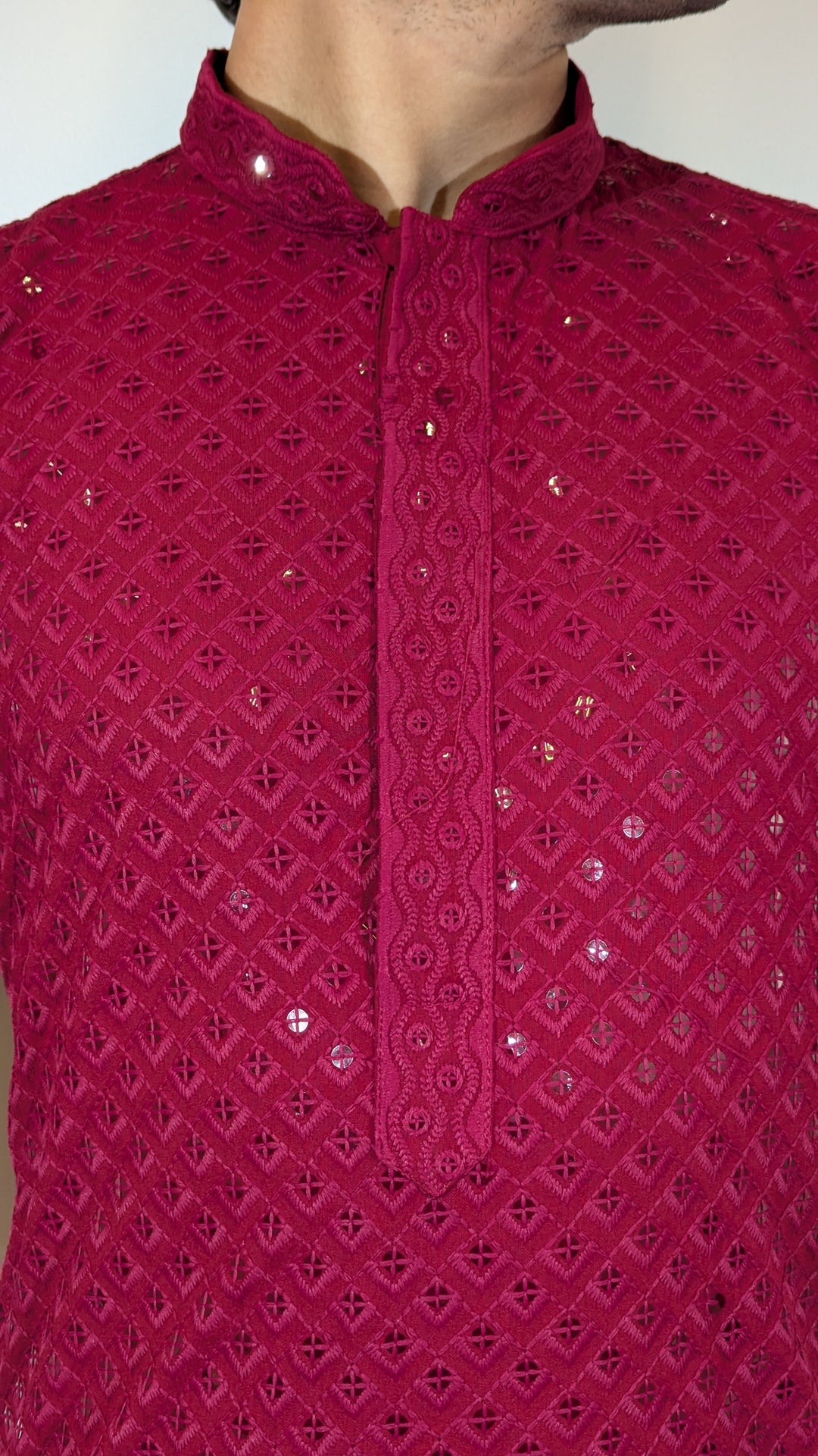 Red Chikan Kurta