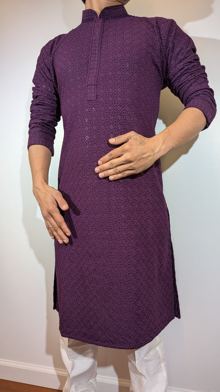 Dark Purple Chikan Kurta