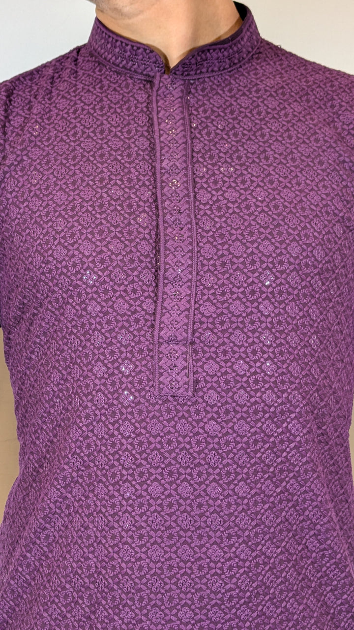 Dark Purple Chikan Kurta