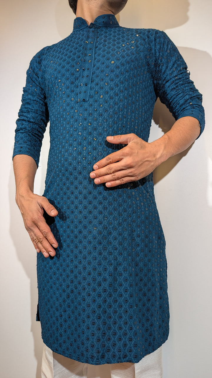 Dark Green Chikan Kurta