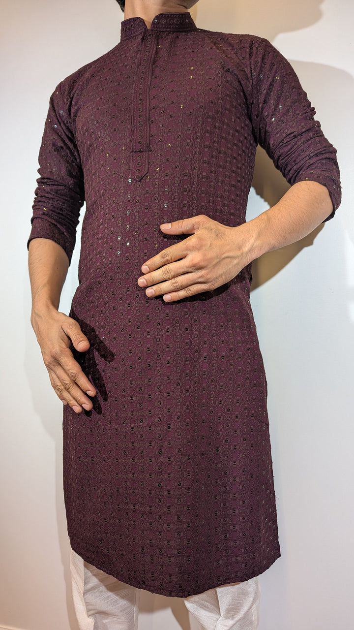 Dark Purple Chikan Kurta