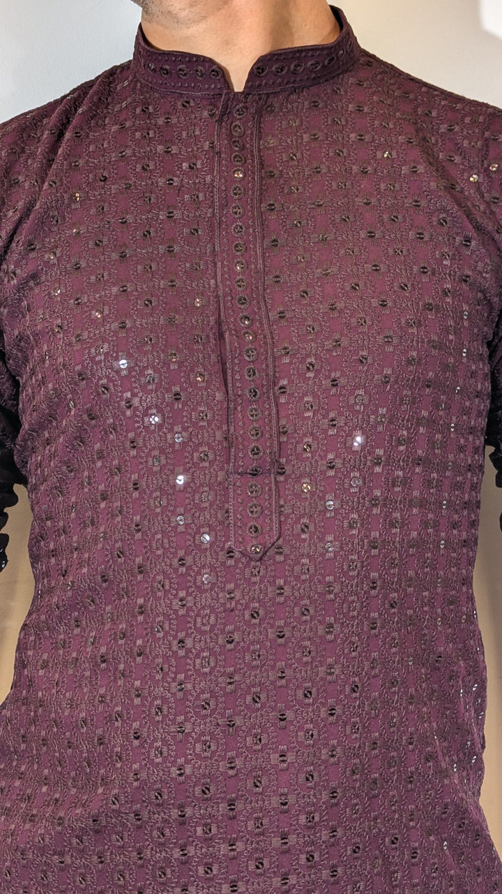 Dark Purple Chikan Kurta